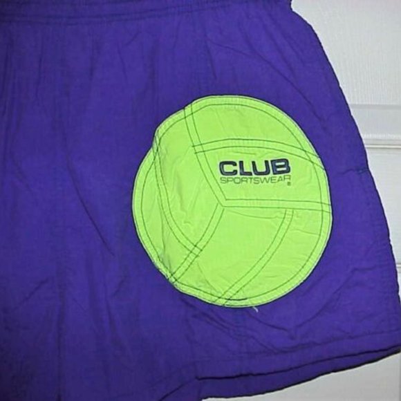 MEN'S VINTAGE CLUB, 100% NYLON SWIM SHORTS, PURPLE, LG 34"-40" W/ MESH LINER - Picture 2 of 3
